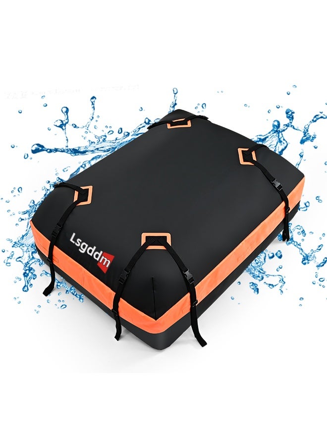 Lsgddm Lsgddm Roof Bag, Waterproof Soft Car Top Carrier Without Rack, 15 Cubic Feet Cargo Carrier for Top of All Vehicles with/Without Rack, Includes Anti-Slip Mat, 4 Door Hooks, Luggage Lock, Storage Bag - Image 1