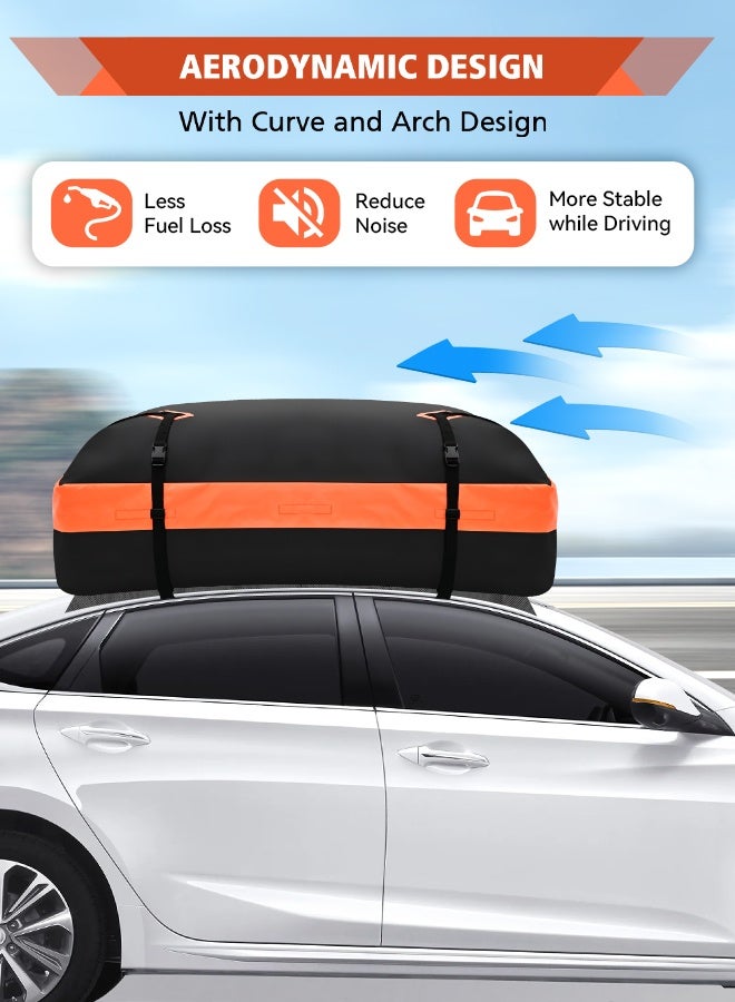 Lsgddm Lsgddm Roof Bag, Waterproof Soft Car Top Carrier Without Rack, 15 Cubic Feet Cargo Carrier for Top of All Vehicles with/Without Rack, Includes Anti-Slip Mat, 4 Door Hooks, Luggage Lock, Storage Bag - Image 5