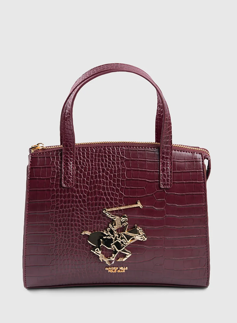 BEVERLY HILLS POLO CLUB Croc Textured Satchel Bag