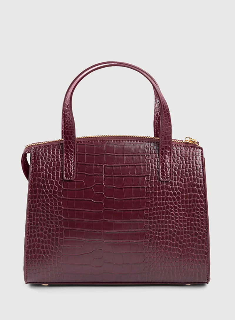 BEVERLY HILLS POLO CLUB Croc Textured Satchel Bag
