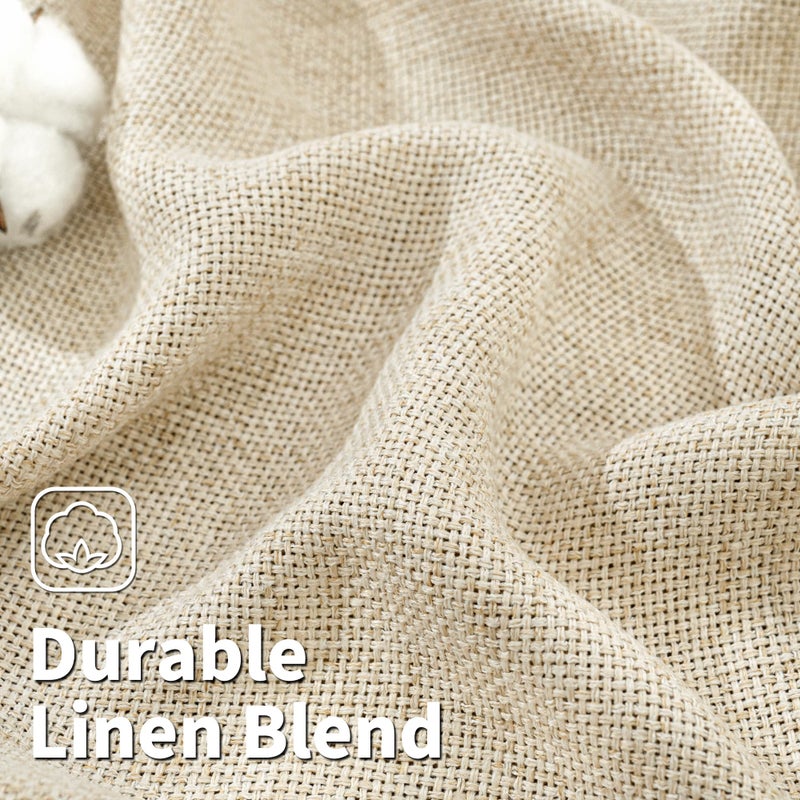 BGment Linen Curtains for Living Room 2 Panels Set  Extra Long Light Filtering Curtains Boho Burlap Farmhouse Textured Privacy Floor 108 Inch Length Window Curtains  Each Panel Drapes 52 Inch  Natural - Image 3