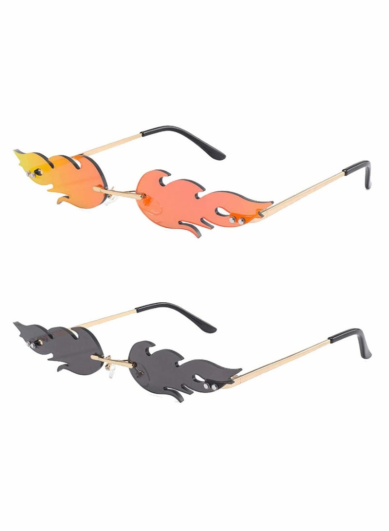 KASTWAVE Sunglasses, Rimless Fire Shaped Glasses, Flame Shape Sunglasses, Eye Catching and Cool - Image 1