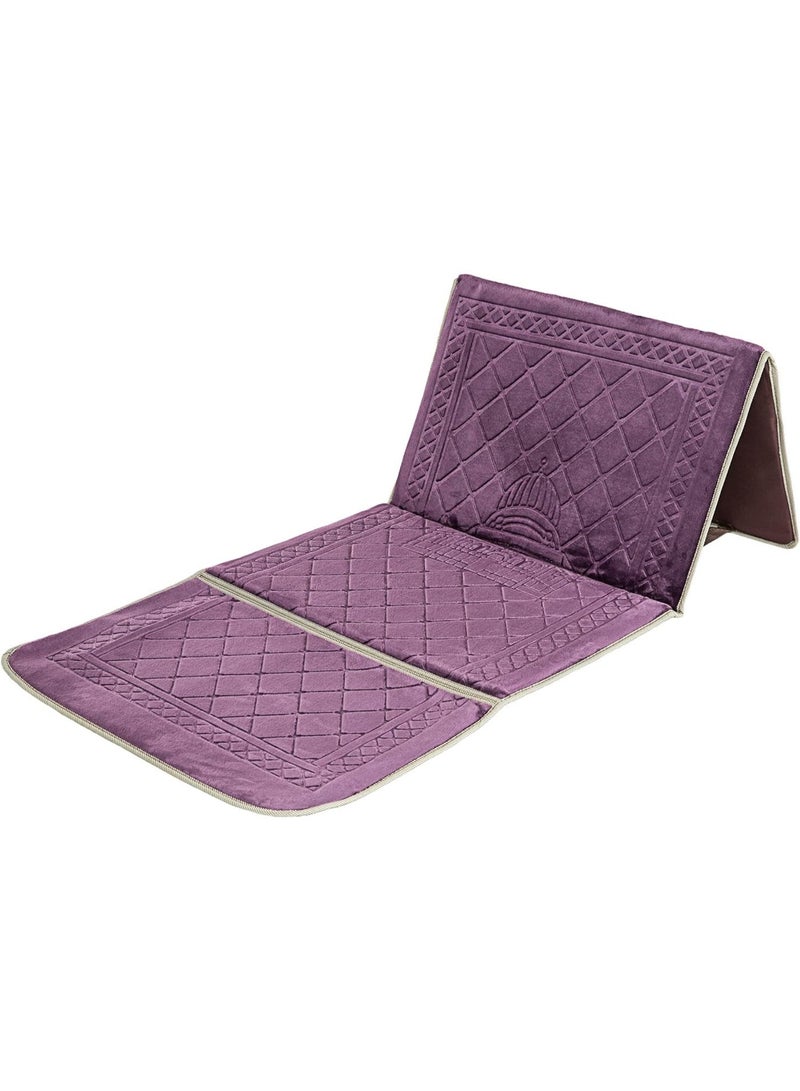 سجادة صلاة قابلة للطي مع مسند للظهر و حقيبة حمل سجادة صلاة محمولة مقاس 110 × 53 سم - Image 1