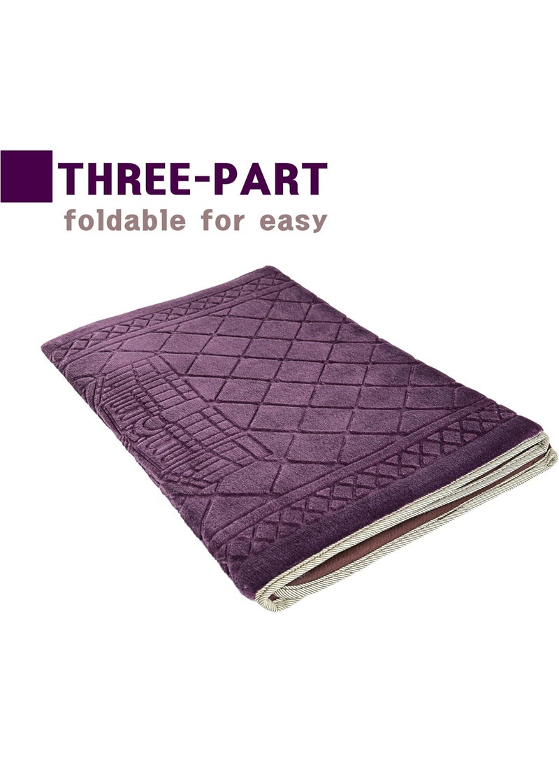 سجادة صلاة قابلة للطي مع مسند للظهر و حقيبة حمل سجادة صلاة محمولة مقاس 110 × 53 سم - Image 2