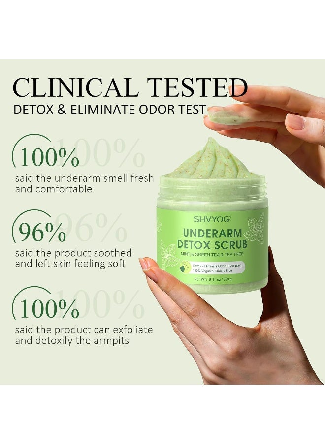 SHVYOG Underarm Detox Scrub, Green Tea Armpit Detox Scrub With Mint And Tea Tree, Natural Underarm Scrub For Armpit Detoxifying, Odors Eliminating, Exfoliating And Smoothing - Image 5