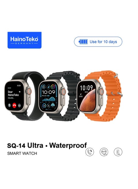 HainoTeko SQ-14 Ultra Waterproof Smartwatch with Large Screen AMOLED Display 10-Day Battery Life and 3 Pair Strap