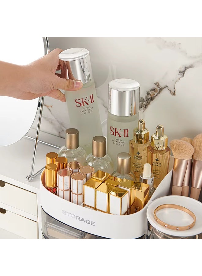 Raxoom 3 Tier Clear Makeup Organizer with Drawer, Cosmetic Storage for Dresser Countertop and Bathroom Vanity, Beauty Holder for Lipstick Brush Skincare(pink) - Image 5