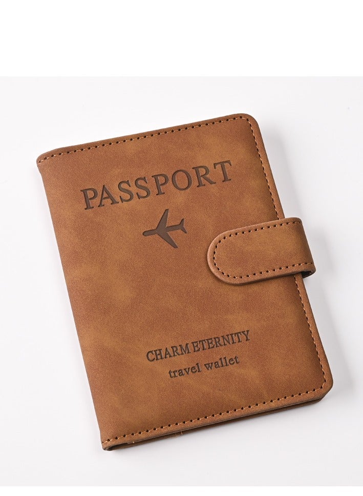2 Pieces Red and Brown Passport Holder Protective Case, PU Leather Magnetic Buckle Passport Bag PFID Anti-Magnetic Multi-Card Passport Book Multi-Function Passport Bag, Suitable for Men and Women Travel Accessories (Red, Brown)  - Image 2