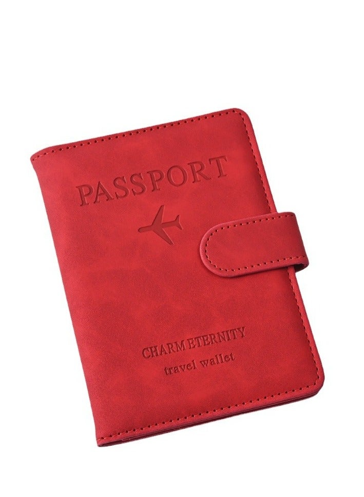 2 Pieces Red and Brown Passport Holder Protective Case, PU Leather Magnetic Buckle Passport Bag PFID Anti-Magnetic Multi-Card Passport Book Multi-Function Passport Bag, Suitable for Men and Women Travel Accessories (Red, Brown)  - Image 3