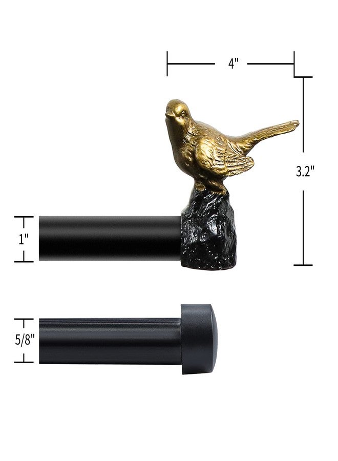 MERIVILLE 1-Inch Diameter Telescoping Double Window Curtain Rod, Renaissance Gold Bird Finials, (48"-84", Black Rod) - Image 3