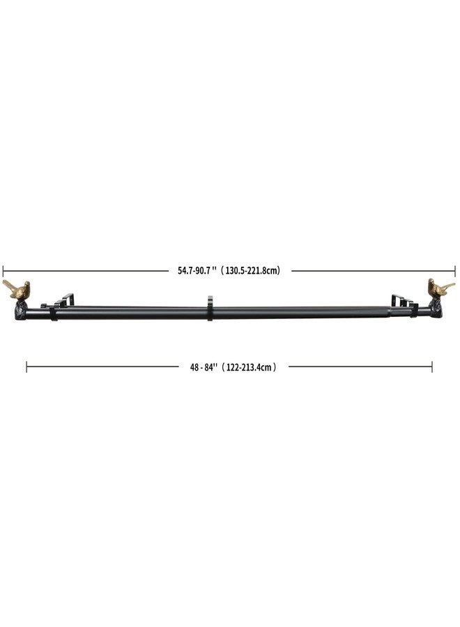MERIVILLE 1-Inch Diameter Telescoping Double Window Curtain Rod, Renaissance Gold Bird Finials, (48"-84", Black Rod) - Image 4