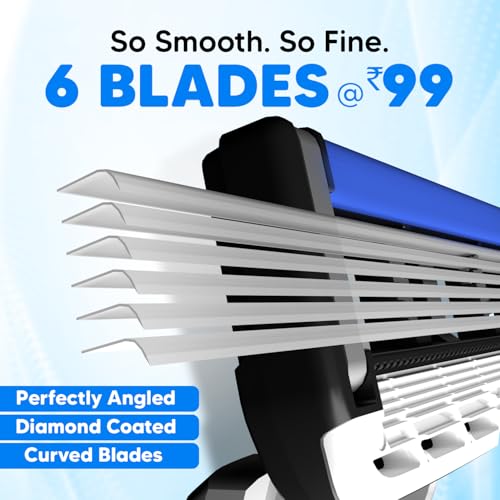 LetsShave Pro 6 Portable Razor for Men, Pack of 6 Disposable Razors | World's 1st 6 Blade Razor for Men |Smooth & Comfortable Shave - Image 3