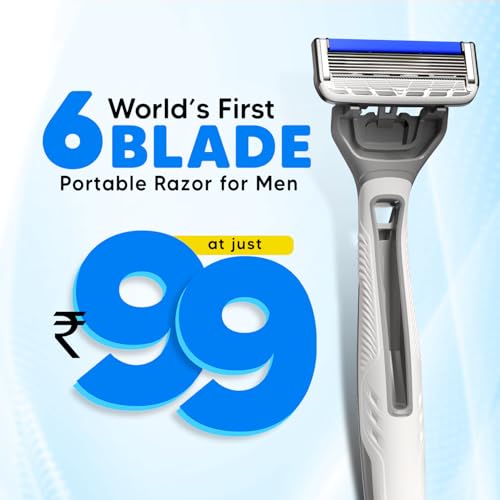LetsShave Pro 6 Portable Razor for Men, Pack of 6 Disposable Razors | World's 1st 6 Blade Razor for Men |Smooth & Comfortable Shave - Image 2