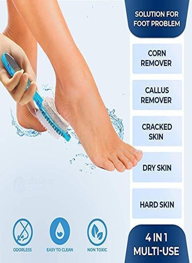 FLETIX 4 in 1 Callus Remover Pedicure Foot File, Pumice Stone with Cleaning Brush & Scrubber for Beauty Women Girl Men Boys Skin Glow | Remove Dry, Crack Hard Skin and Warts (Multi-Use) (Multicolor) - Image 2
