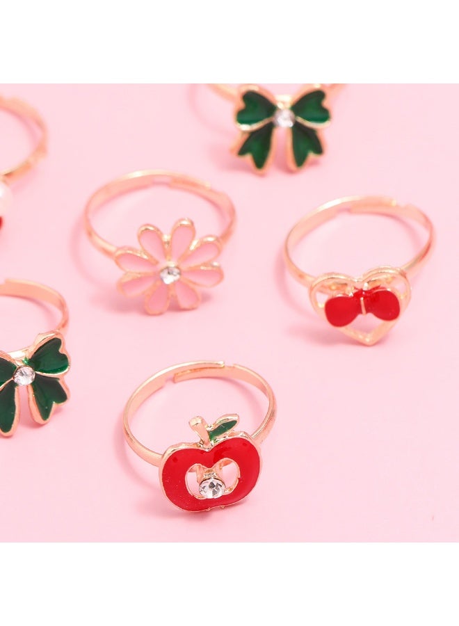 36 Pcs Adjustable Rings for Girls – No Duplicates, Kids Pretend Play Dress Up Jewelry Set with Heart Shape Display Case - Image 5