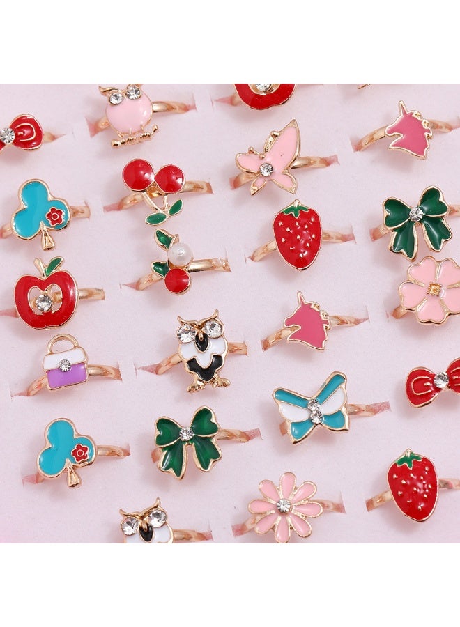 36 Pcs Adjustable Rings for Girls – No Duplicates, Kids Pretend Play Dress Up Jewelry Set with Heart Shape Display Case - Image 4
