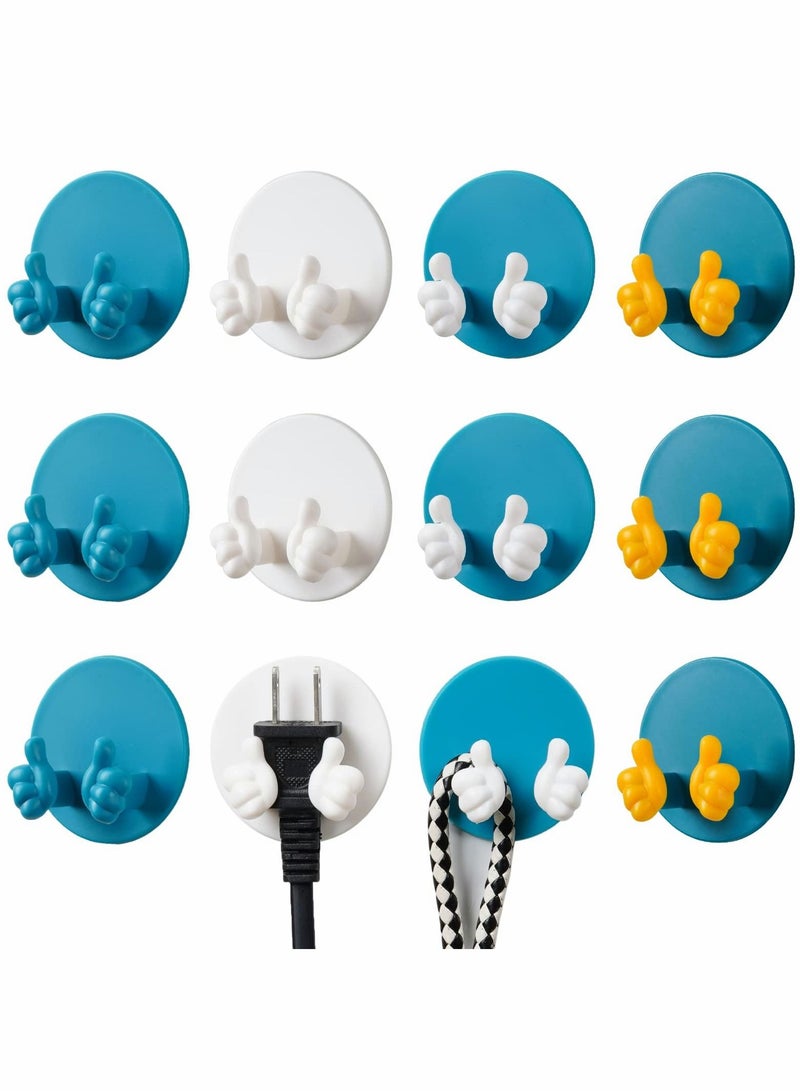 Self Adhesive Hooks Heavy Duty Thumb Wall Hook for Hanging Towel,Key,Clothes, Plug Round in Kitchen Bathroom Dorm Room Storage Organization 12 Pcs - Image 1