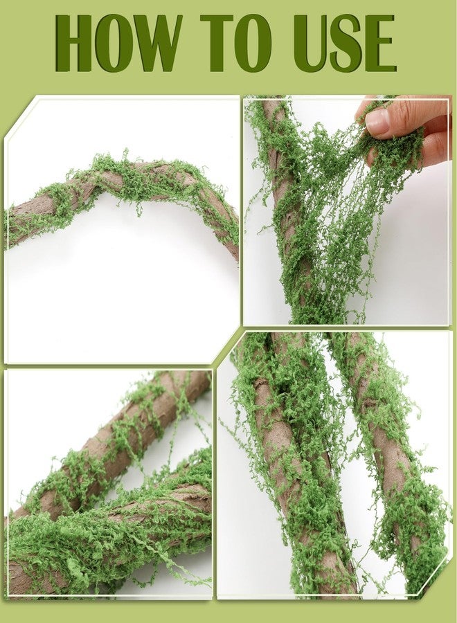 Janinka 2 Pcs 118in Large Bendable Artificial Tree Branches with Moss Enchanted Forest Decorations DIY Jungle Climber Vines Fake Moss Jungle Party Decor for Garden Landscape Reptile Habitat Decor - Image 4