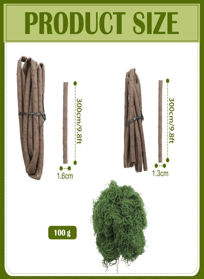 Janinka 2 Pcs 118in Large Bendable Artificial Tree Branches with Moss Enchanted Forest Decorations DIY Jungle Climber Vines Fake Moss Jungle Party Decor for Garden Landscape Reptile Habitat Decor - Image 3