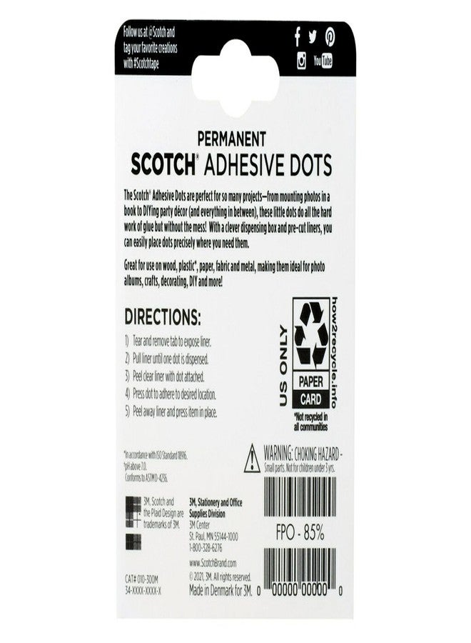 Scotch Adhesive Dots, Medium, 0.3 inches, 300 Dots/Pack, Easy Dispensing, Permanent, Photo-Safe, 1-Pack - Image 4