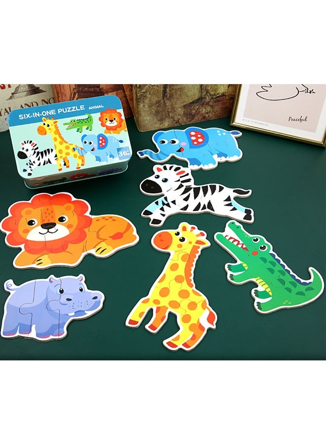 هالامودو ألغاز الألغاز الخشبية على شكل حيوان للأطفال الصغار في الأعمار 3 + ، ألغاز المستوى للمبتدئين ، ألعاب التعلم مونتيسوري ما قبل المدرسة النشاط التعليمي - Image 2