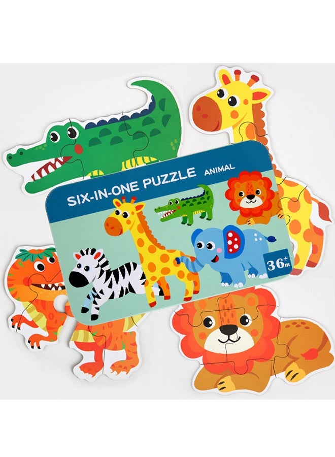 هالامودو ألغاز الألغاز الخشبية على شكل حيوان للأطفال الصغار في الأعمار 3 + ، ألغاز المستوى للمبتدئين ، ألعاب التعلم مونتيسوري ما قبل المدرسة النشاط التعليمي - Image 1