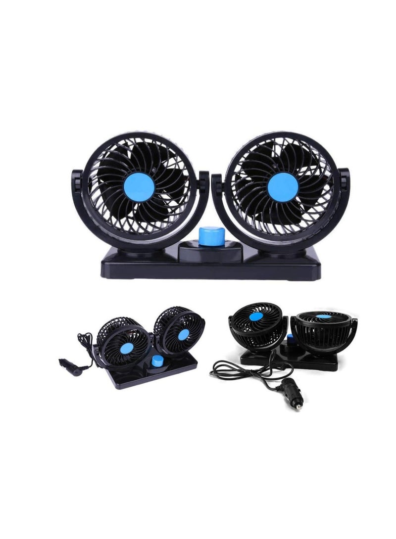 KY Projector Dual Head Vehicle Cooling Fan, 12V/24V, 360° Rotating with Copper Motor, 2 Speed Settings - Image 1