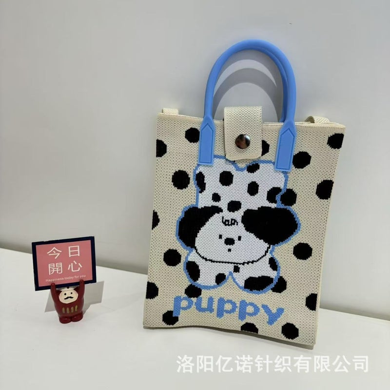 Advanced Sense Mobile Phone Bag New Cartoon Knitted Bag Dopamine Color Matching Handbag Niche All-Match Shoulder Crossbody Bag - Image 4