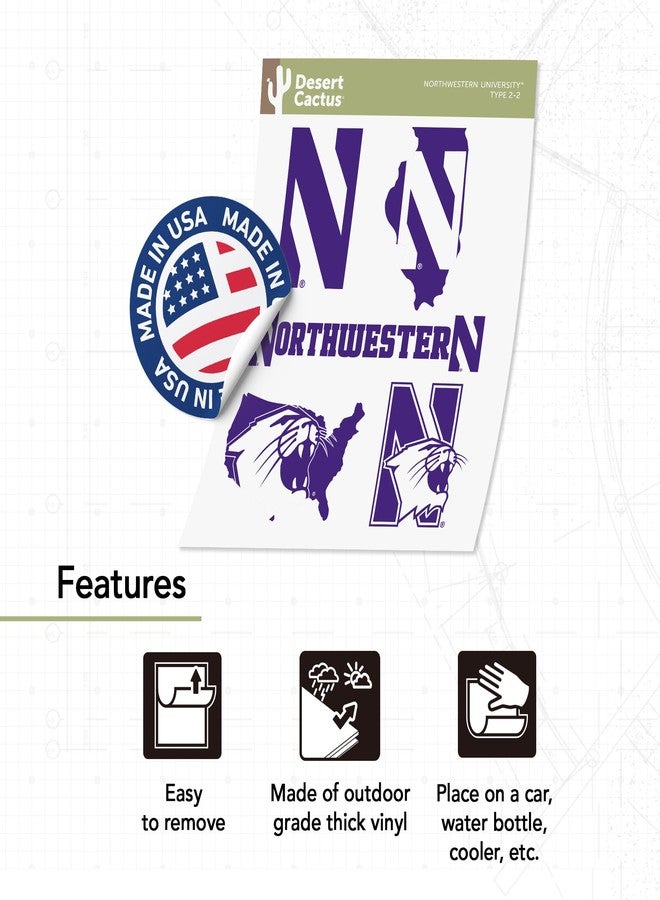 Desert Cactus Northwestern University Wildcats Sticker Vinyl Decals Laptop Water Bottle Car T2 (Type 2-2) - Image 4