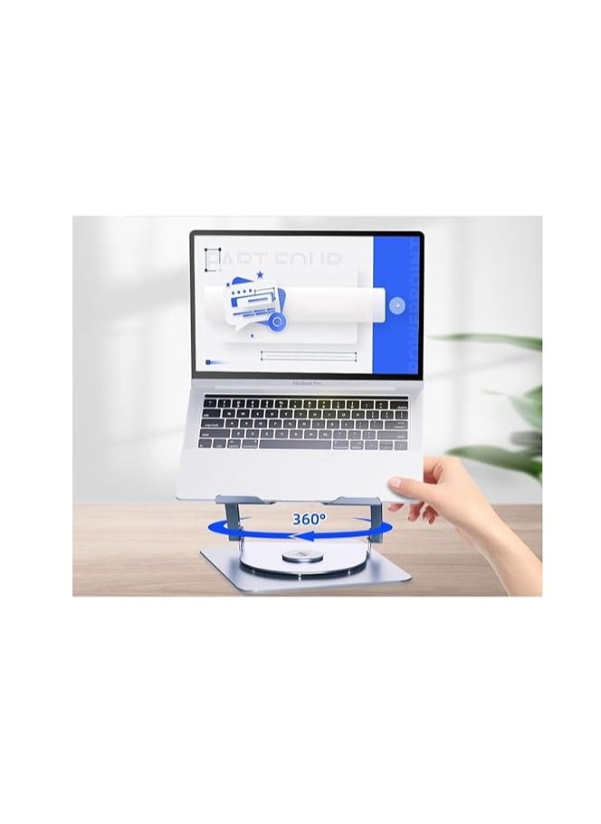 ماركة غير محددة حامل كمبيوتر محمول معدني قابل للدوران 360 درجة ومروحتين من سلسلة Premium Series حامل كمبيوتر محمول من الألومنيوم لجهاز Macbook مقاس 11-17 بوصة  - Image 4
