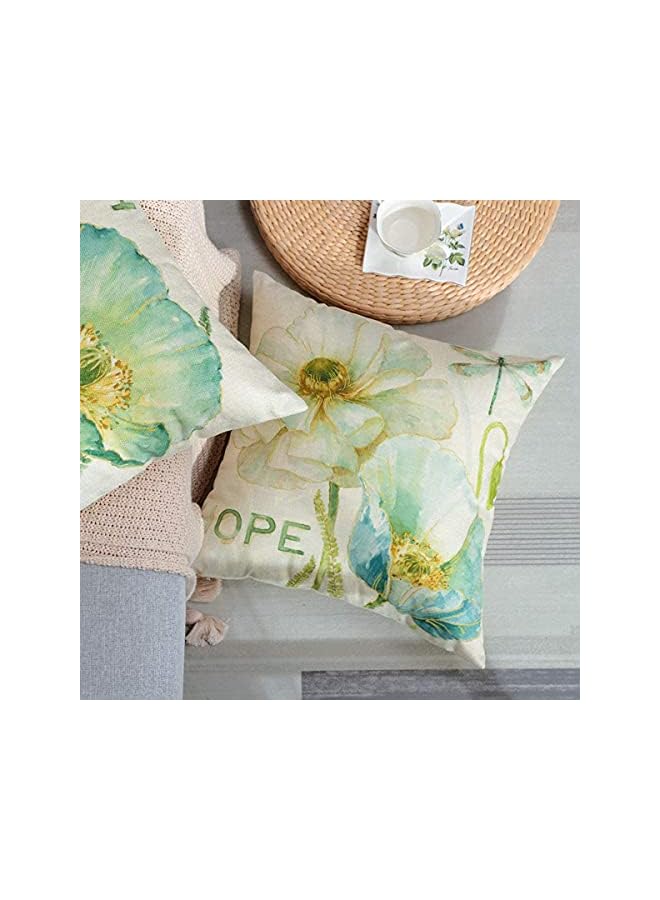 The Bros Waterproof Decorative Throw Pillow Covers Set, 4 Pcs 18x18 Cm, Perfect for Outdoor Patio, Garden, and Living Room Sofa Decor with Watercolor Patterns - Image 5