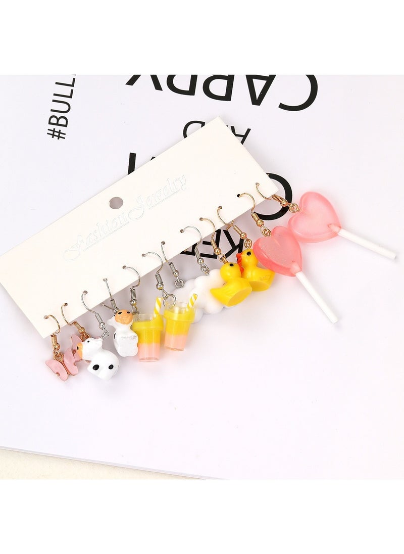 Huitich Fun & Cute Dangle Earrings Set – 6 Pairs with Playful Colorful Designs  - Image 2