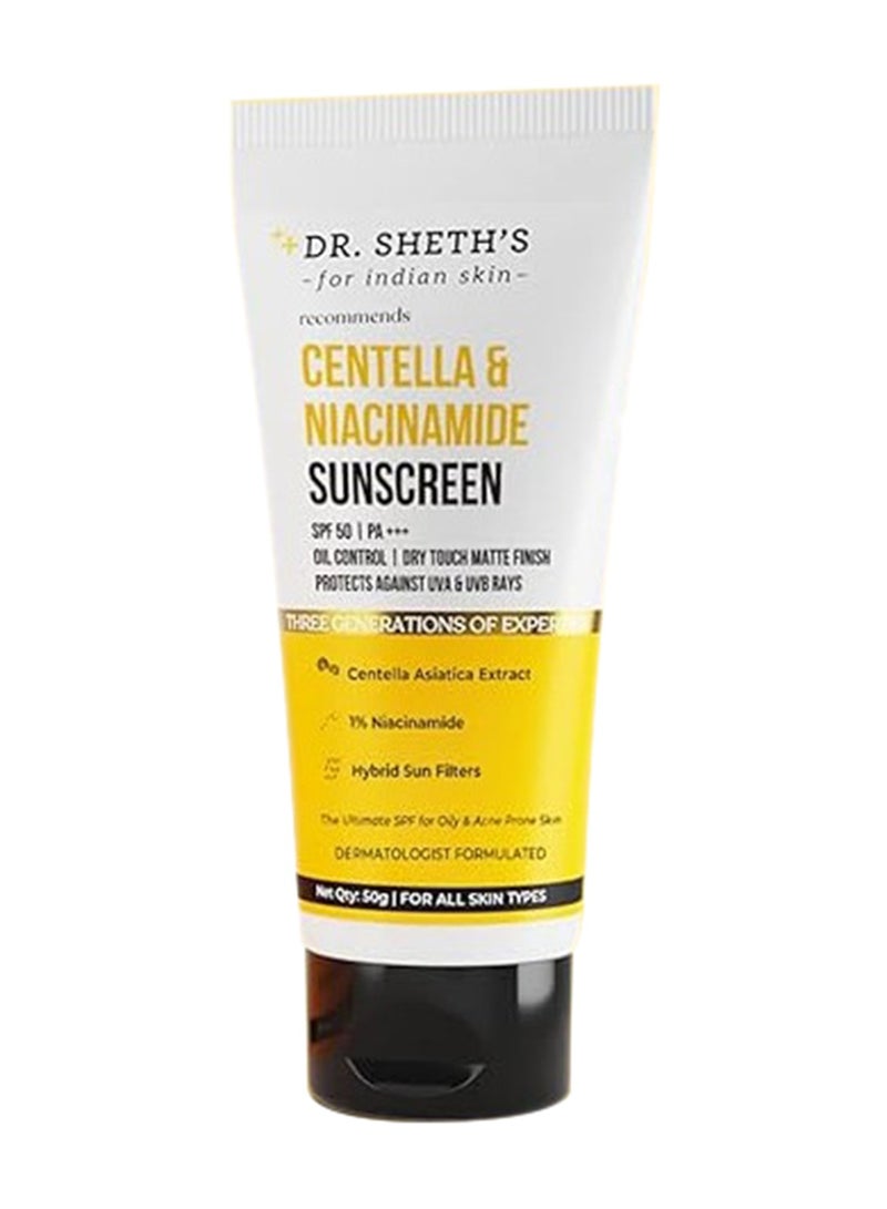 Dr. Sheth's Centella And Niacinamide Sunscreen Spf 50 Pa+++ 50G - Image 1
