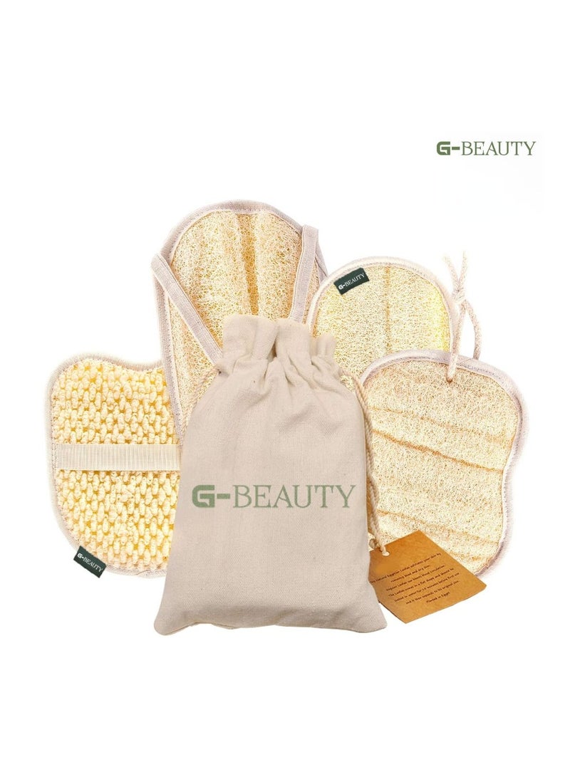 G-Beauty GBY-019 Natural Oval Double Face Massage Loofah With Fabric Handle For Bath Spa and Shower - Beige - Image 4