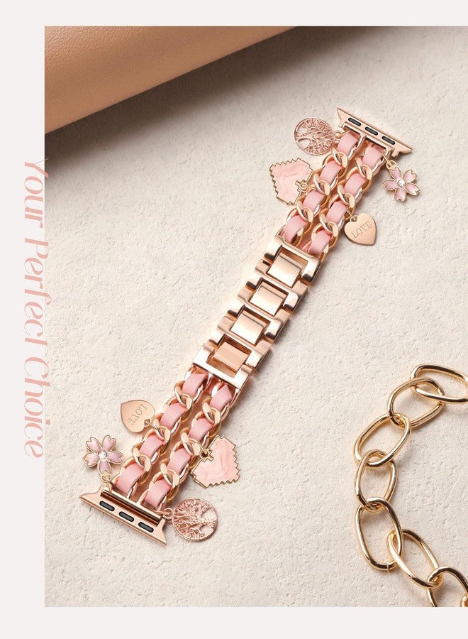 Newlibery Valentine's Day Watch Bands for Women Compatible with Apple Watch Band 38mm 40mm 41mm 42mm (S11/10) Adjustable Unique Charms Metal Strap Cowboy Chain Bracelet for iWatch Series 11/10/9/8/7/6/5/4/3/2/1 - Image 5