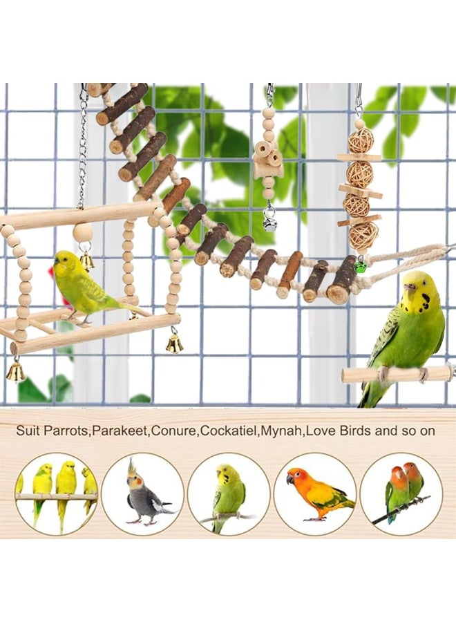 YdingYshengL 8 Pcs Bird Parrot Swing Toys, Chewing Standing Hanging Perch Hammock Climbing Ladder Bird Cage Toys for Parakeet,Budgerigar,Conure, Mynah, Cockatiel,Love Birds, Finches and Other Small to Medium Birds - Image 3