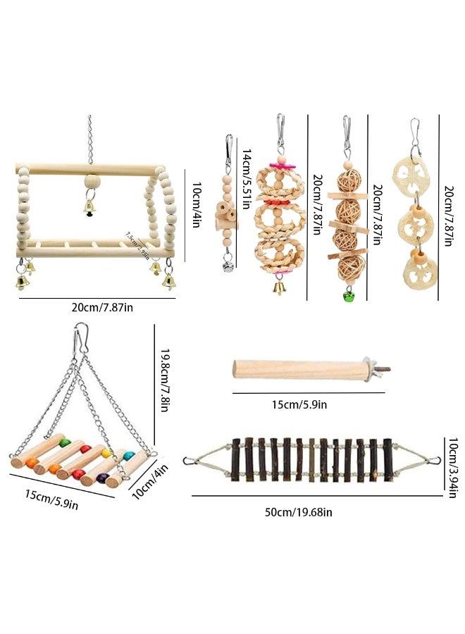 YdingYshengL 8 Pcs Bird Parrot Swing Toys, Chewing Standing Hanging Perch Hammock Climbing Ladder Bird Cage Toys for Parakeet,Budgerigar,Conure, Mynah, Cockatiel,Love Birds, Finches and Other Small to Medium Birds - Image 5