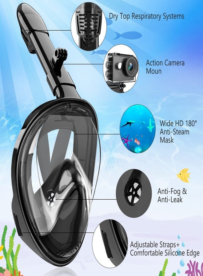 Delavala Snorkel Mask - Kids (Black - S/M) Full Face, Snorkeling Gear for Kids 2-14 with Camera Mount, 180 Degree Panoramic View Snorkeling Set Anti-Fog Anti-Leak with Safety Breathing System - Image 3