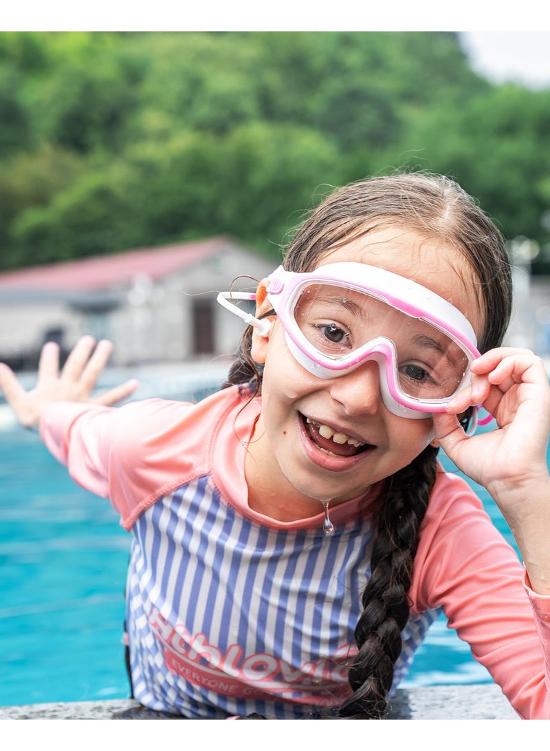 حزمة 2 لنظارات السباحة للأطفال في سن 3-15 سنة (مع قبعة السباحة) ، ومصانع الأذن ، ونظارات مضادة للضباب / الأشعة فوق البنفسجية للفتيان والبنات والأطفال الصغار (الوردي) - Image 3