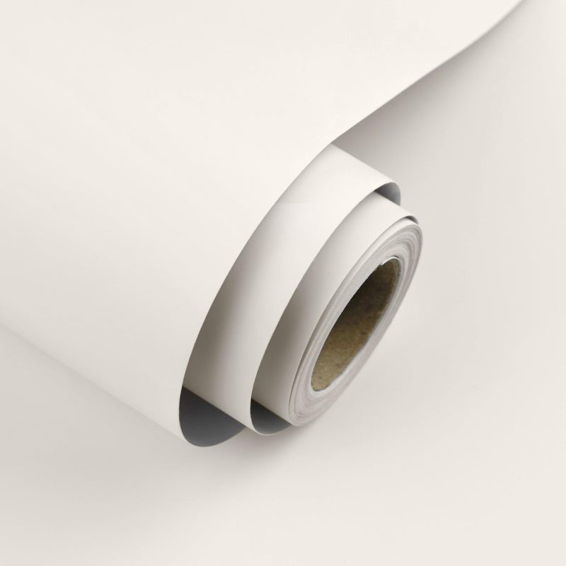 Uooar Cream Peel and Stick Wallpaper 15.7"x118" Solid Colour Contact Paper Modern Removable Self-Adhesive Vinyl Wallpaper for Room Walls Shelf Countertops Cabinets - Image 1