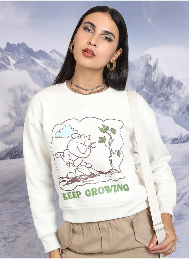 Tokyo Talkies Graphic Print Round Neck Sweatshirt by Styli