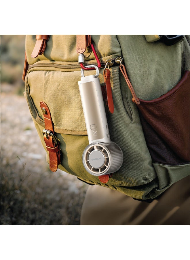 porodo Chillo Cryo Foldable Handheld Fan / 3000mAh Rechargeable Cooling Fan / Semiconductor Cooling Technology / 100-Speed Control / LED Display / 3-in-1 Portable Fan - Beige - Image 3
