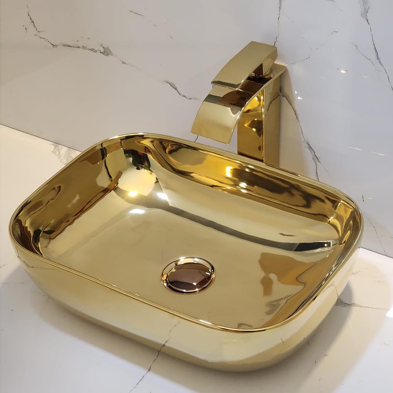 Clay Plus Wash Basin for Bathroom Tabletop Washbasin Ceramic Glossy Finish Countertop Vessel Sink Ideal for Bathroom Dining Hall Vanity - Image 1