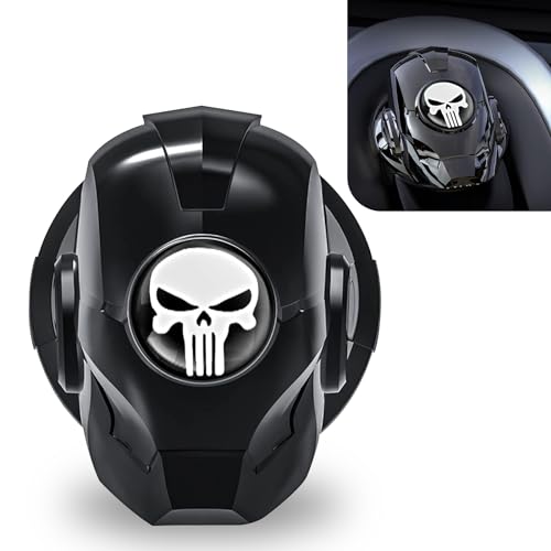 Tesnaao Pack1 Car OneButton Start Decorative Cover Iron Man Skull Trim Ignition Switch AntiScratch Protection 150 Degree Opening Sticky Installation Start Button Cover Universal for Car Black - Image 1