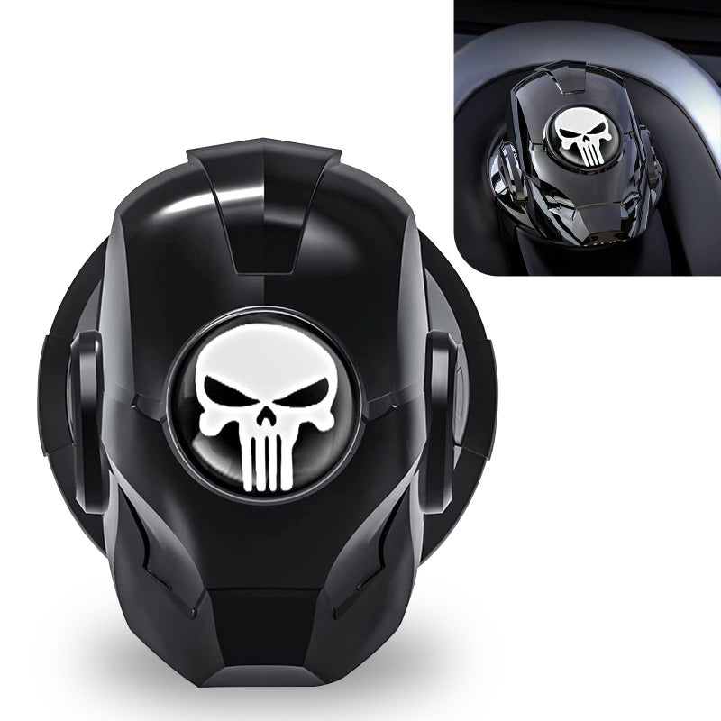 Tesnaao Pack1 Car OneButton Start Decorative Cover Iron Man Skull Trim Ignition Switch AntiScratch Protection 150 Degree Opening Sticky Installation Start Button Cover Universal for Car Black - Image 3