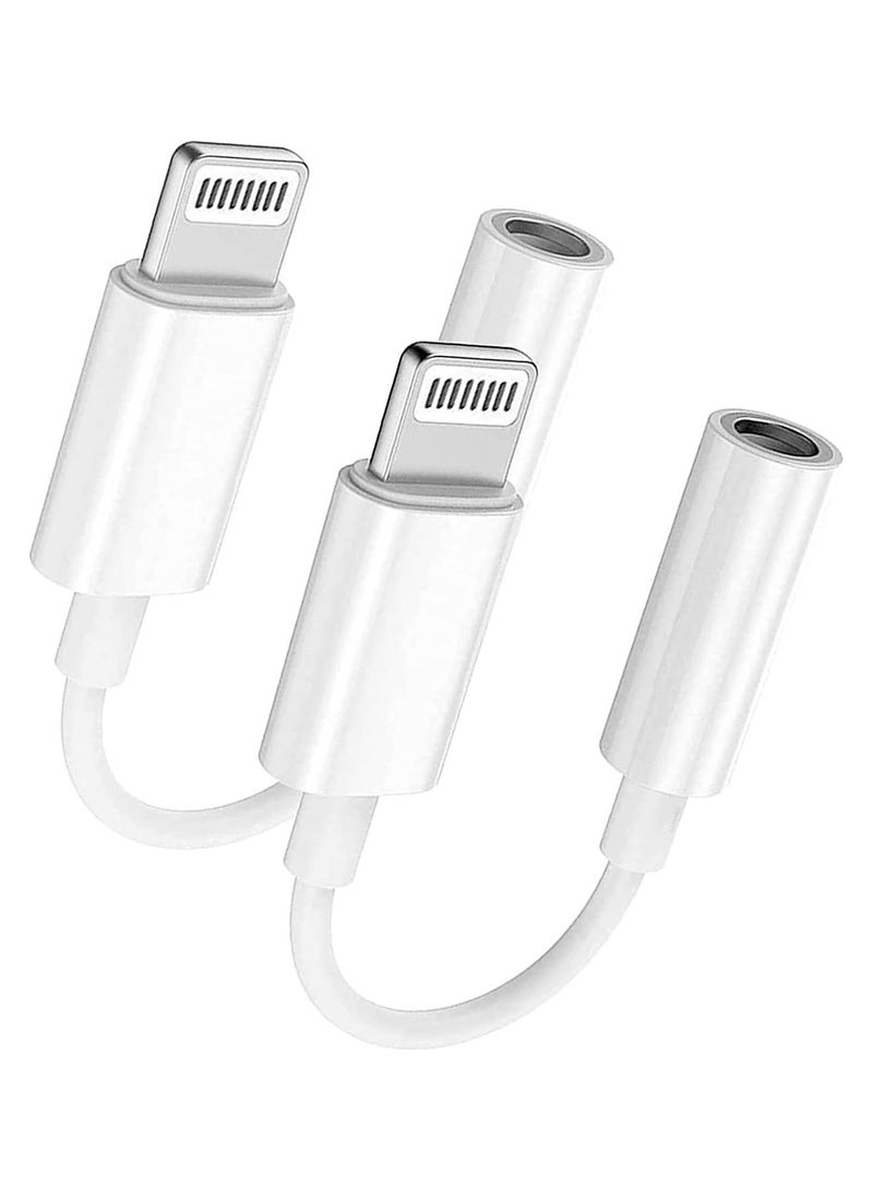 CATANES 2Pack Lightning to 3.5mm AUX Jack Adapter Cable for iPhone to Headphone Converter / White Colour - Image 2