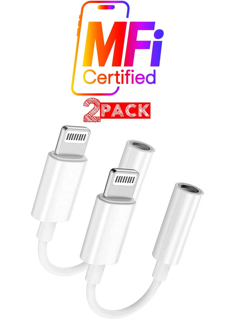 CATANES 2Pack Lightning to 3.5mm AUX Jack Adapter Cable for iPhone to Headphone Converter / White Colour - Image 1