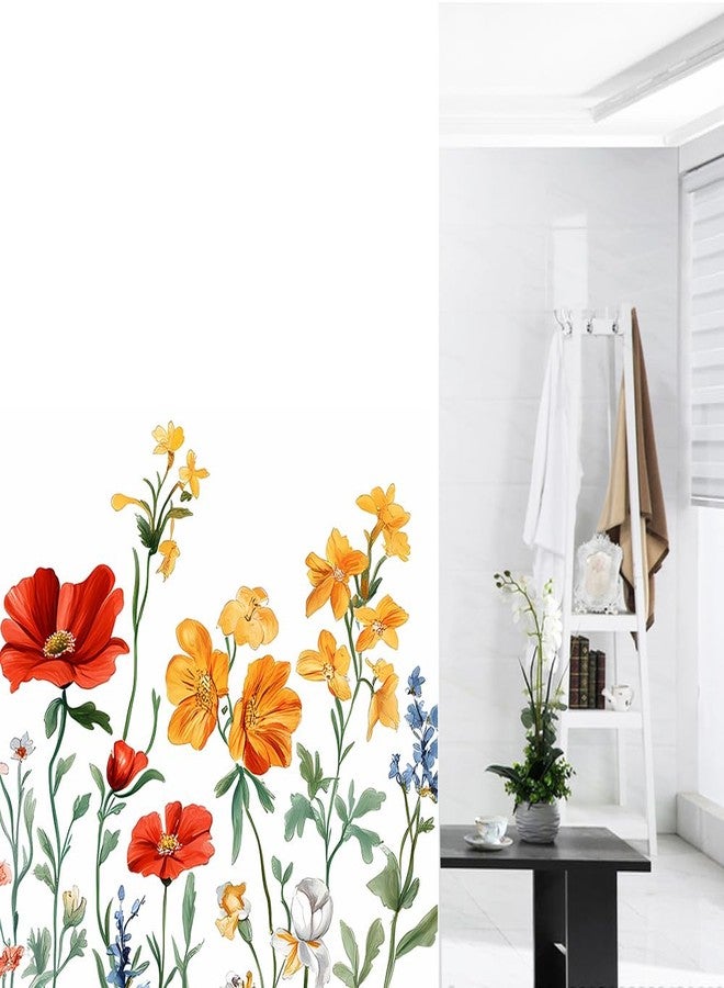 BECAN Floral Shower Curtain Different Bright Flowers Polyester Fabric Layer Thickening for Bathroom Shower Curtain Decor 72X72 Inch - Image 3