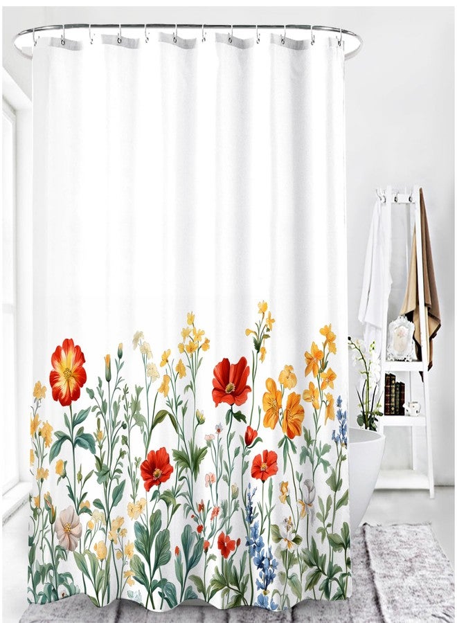 BECAN Floral Shower Curtain Different Bright Flowers Polyester Fabric Layer Thickening for Bathroom Shower Curtain Decor 72X72 Inch - Image 2