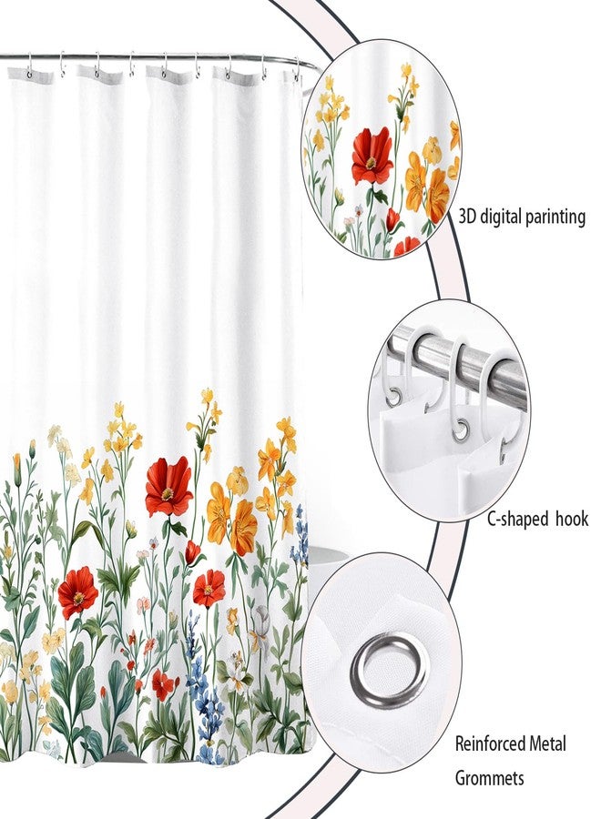 BECAN Floral Shower Curtain Different Bright Flowers Polyester Fabric Layer Thickening for Bathroom Shower Curtain Decor 72X72 Inch - Image 5
